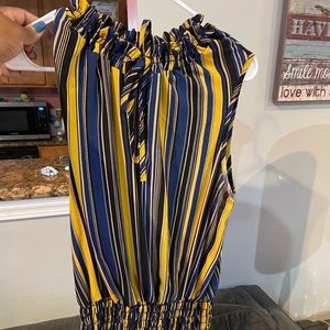 Blouse, black,yellow and blue